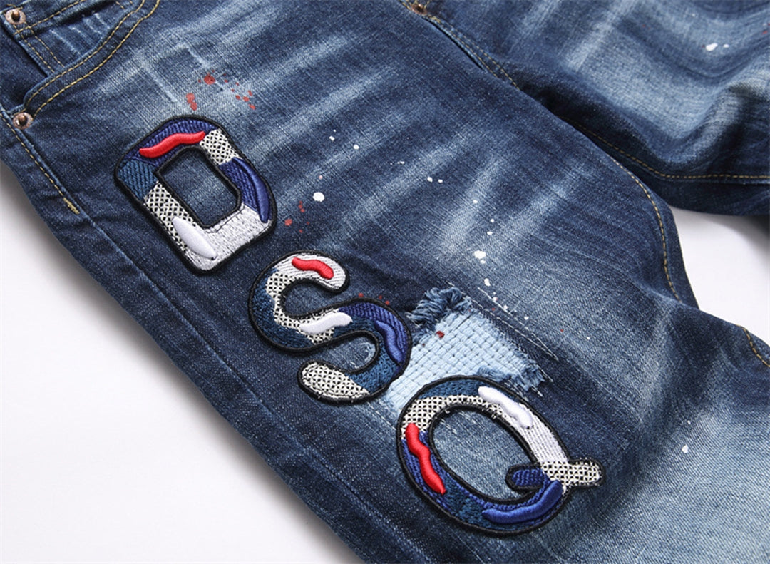 DSQ2 Embroidery Ripped Jeans