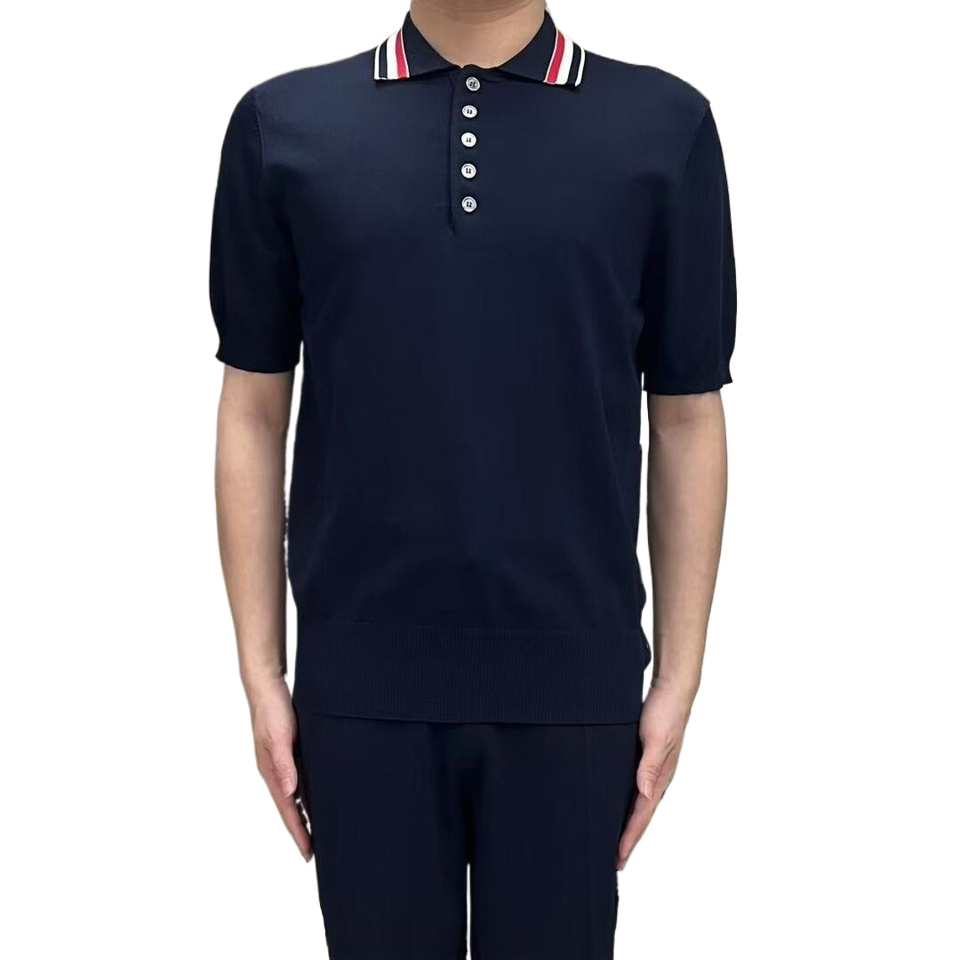 Collar stripe Wool Polo shirt