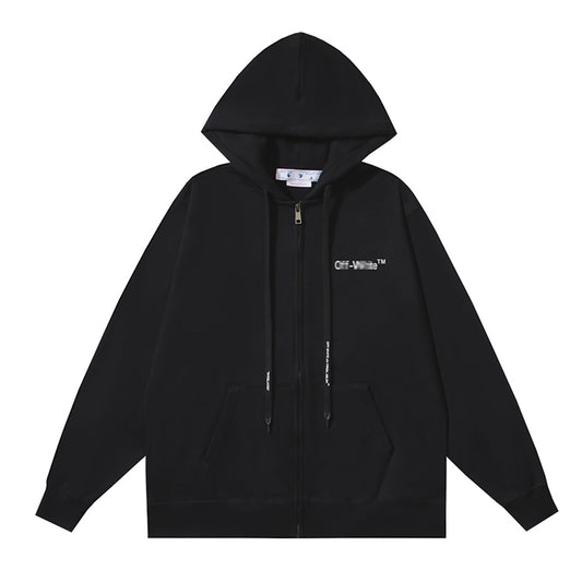 OFF Logo Print Hoodie Jacket