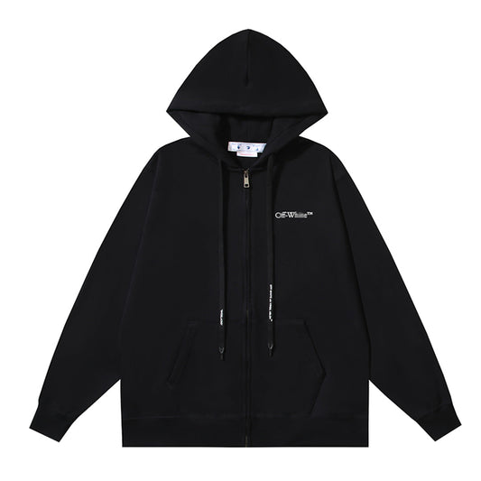 OFF Logo Print Hoodie Jacket
