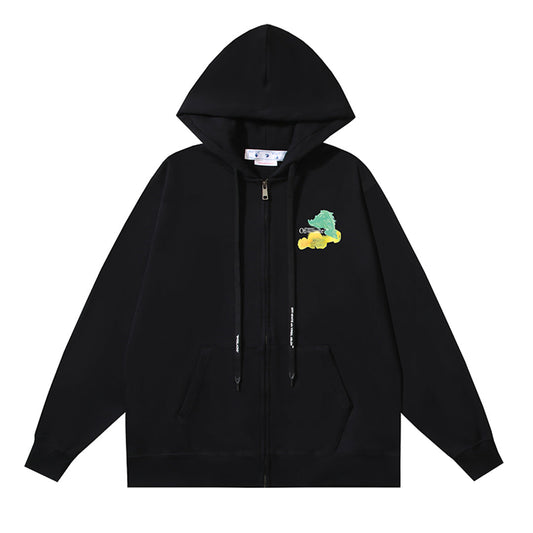 OFF Logo Print Hoodie Jacket