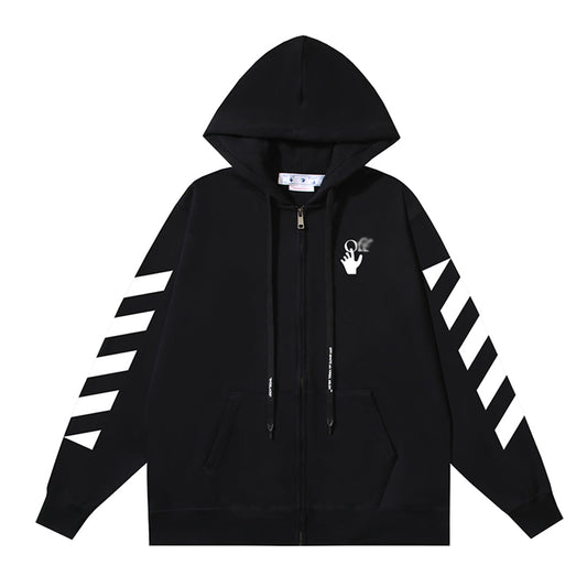 OFF Logo Print Hoodie Jacket