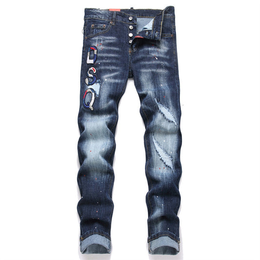 DSQ2 Embroidery Ripped Jeans