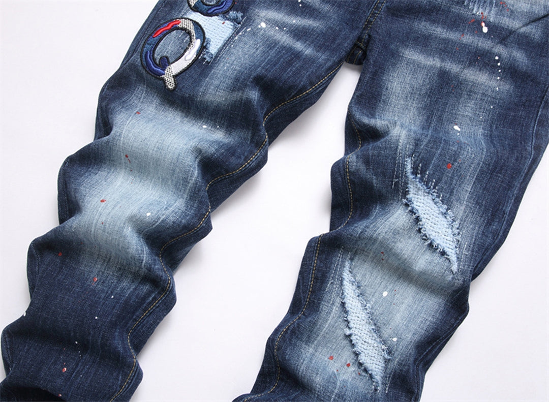DSQ2 Embroidery Ripped Jeans