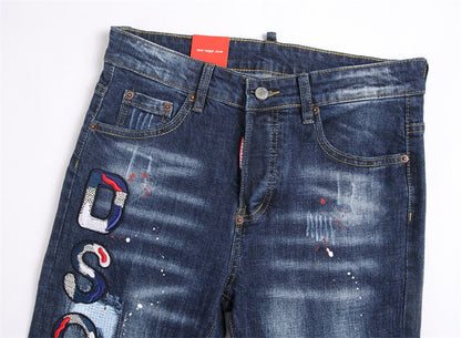 DSQ2 Embroidery Ripped Jeans