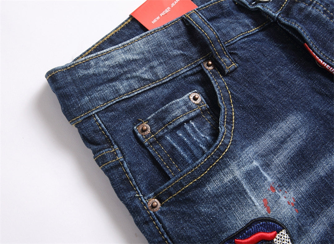 DSQ2 Embroidery Ripped Jeans