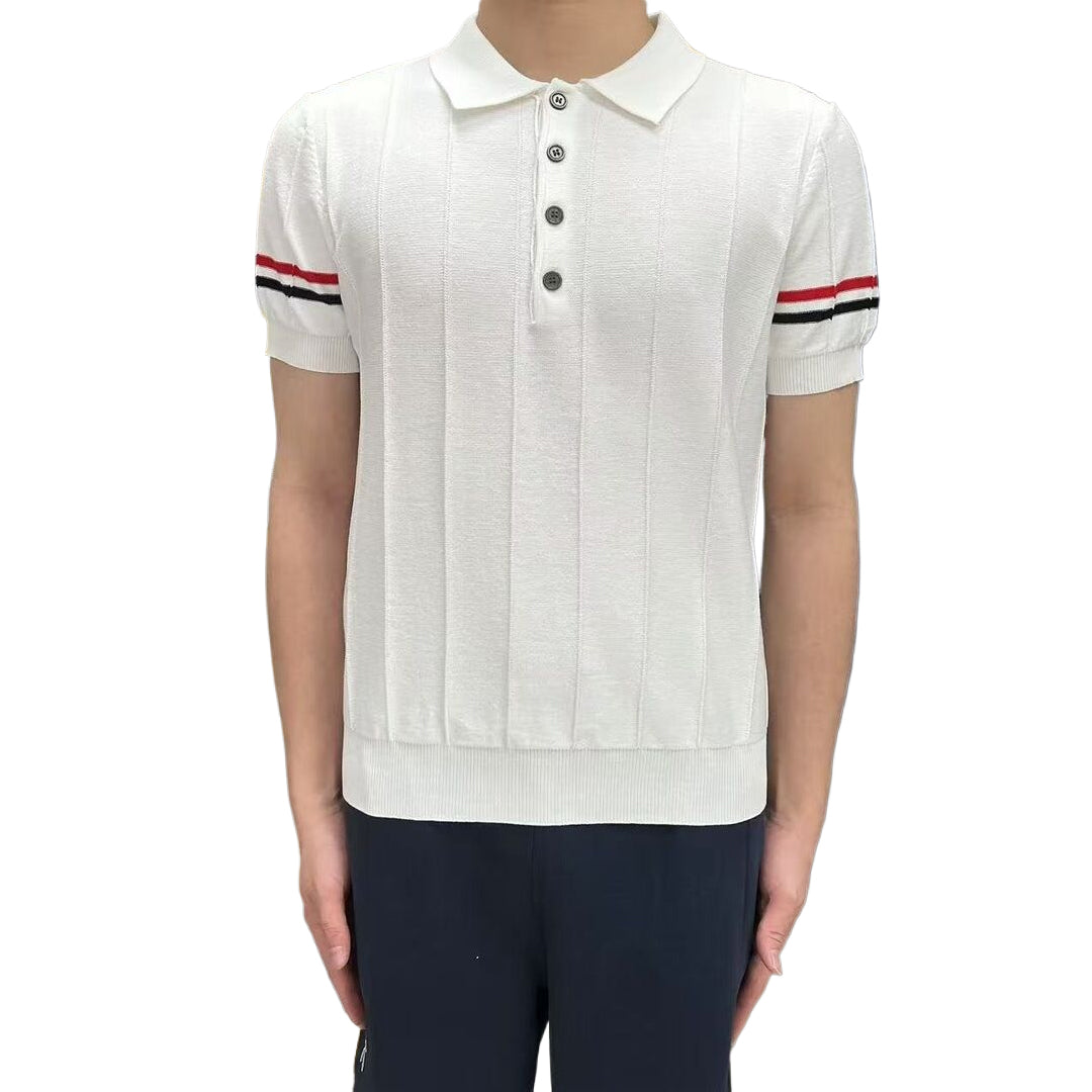 Double sleeve stripes Wool Polo shirt