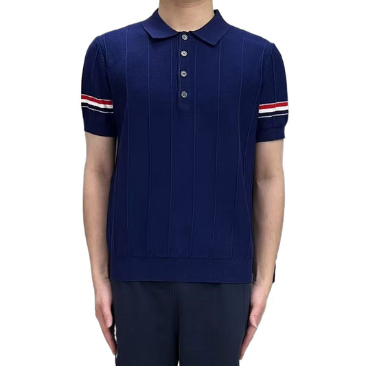 Double sleeve stripes Wool Polo shirt