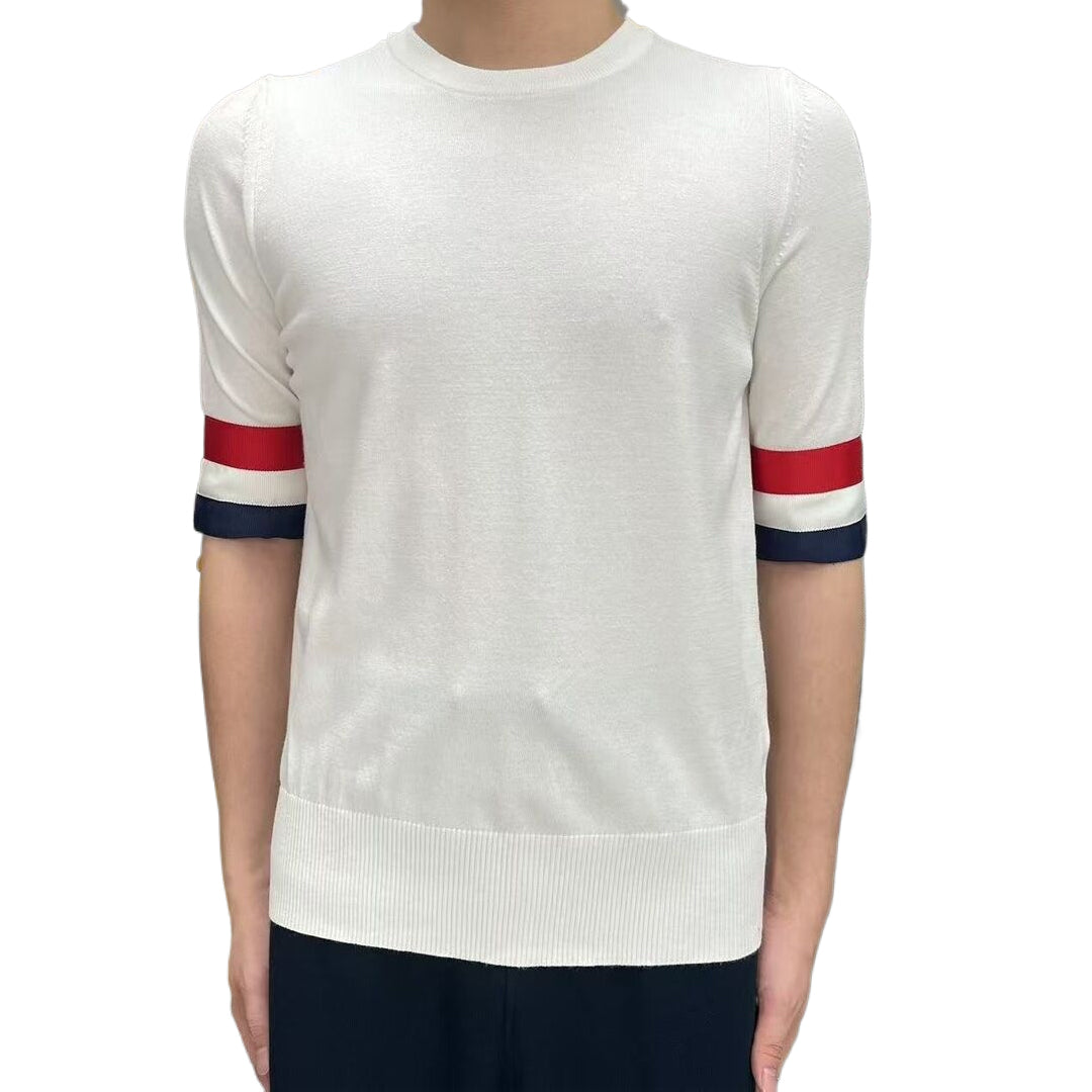 Double sleeve stripes Wool T-shirt