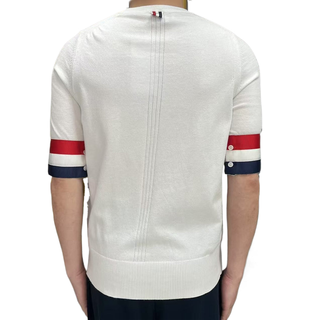 Double sleeve stripes Wool T-shirt