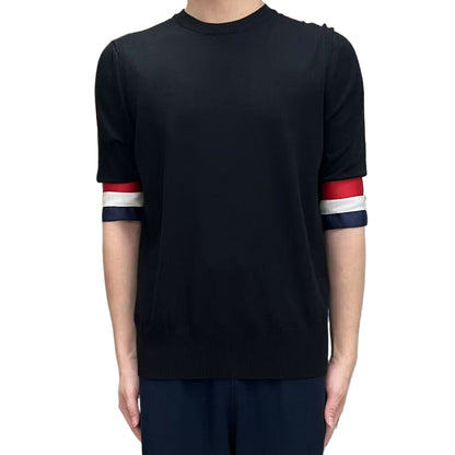 Double sleeve stripes Wool T-shirt