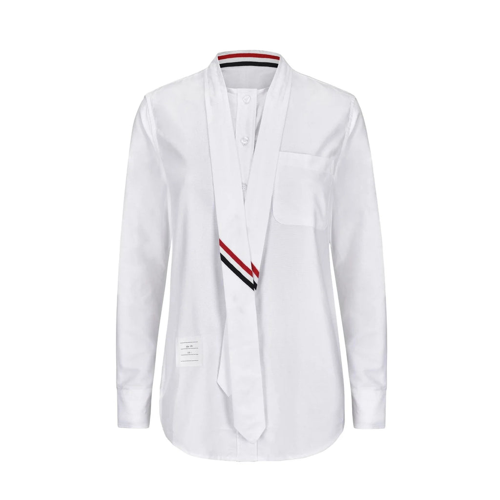 Women tie striped shirt