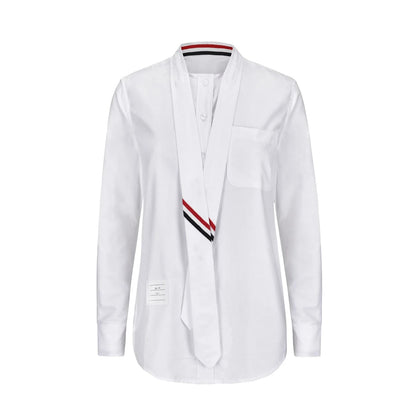 Women tie striped shirt