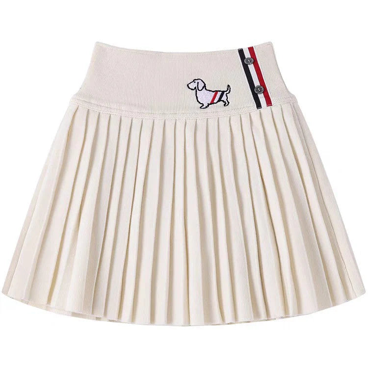 Puppy Embroidered Miniskirt