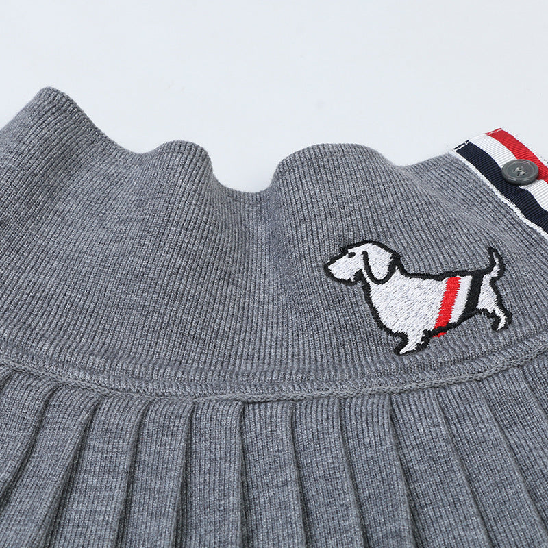 Puppy Embroidered Miniskirt