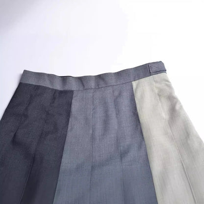 Women three-color pleated skirt