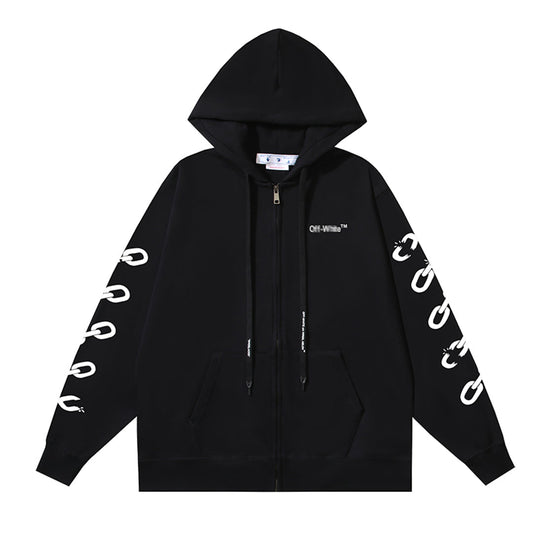 OFF Logo Print Hoodie Jacket