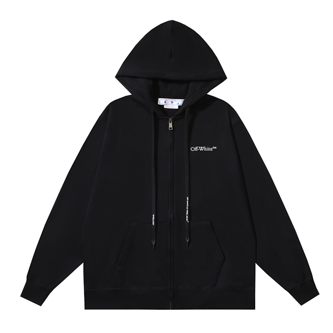 OFF Logo Print Hoodie Jacket