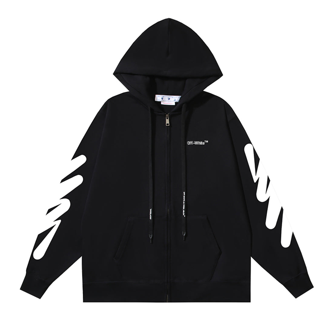 OFF Logo Print Hoodie Jacket