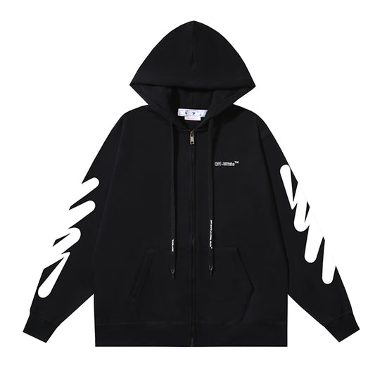 OFF Logo Print Hoodie Jacket