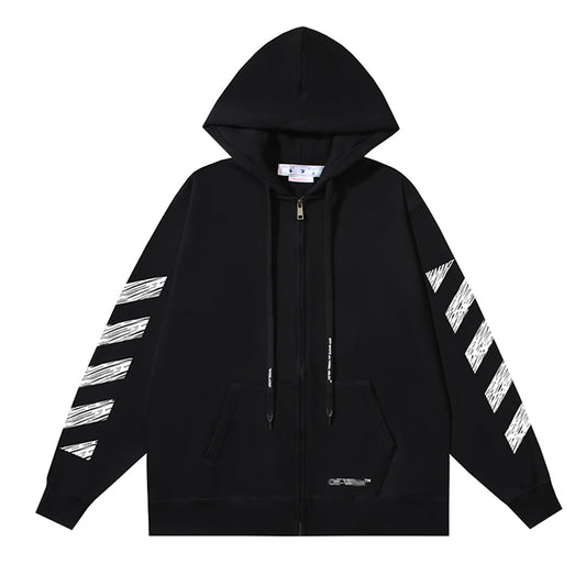 OFF Logo Print Hoodie Jacket