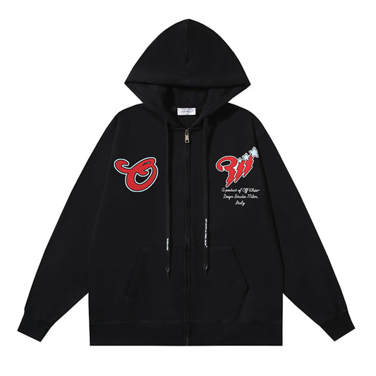 OFF Logo Print Hoodie Jacket