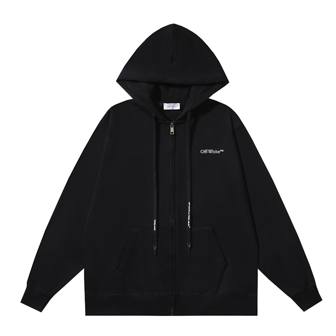 OFF Logo Print Hoodie Jacket